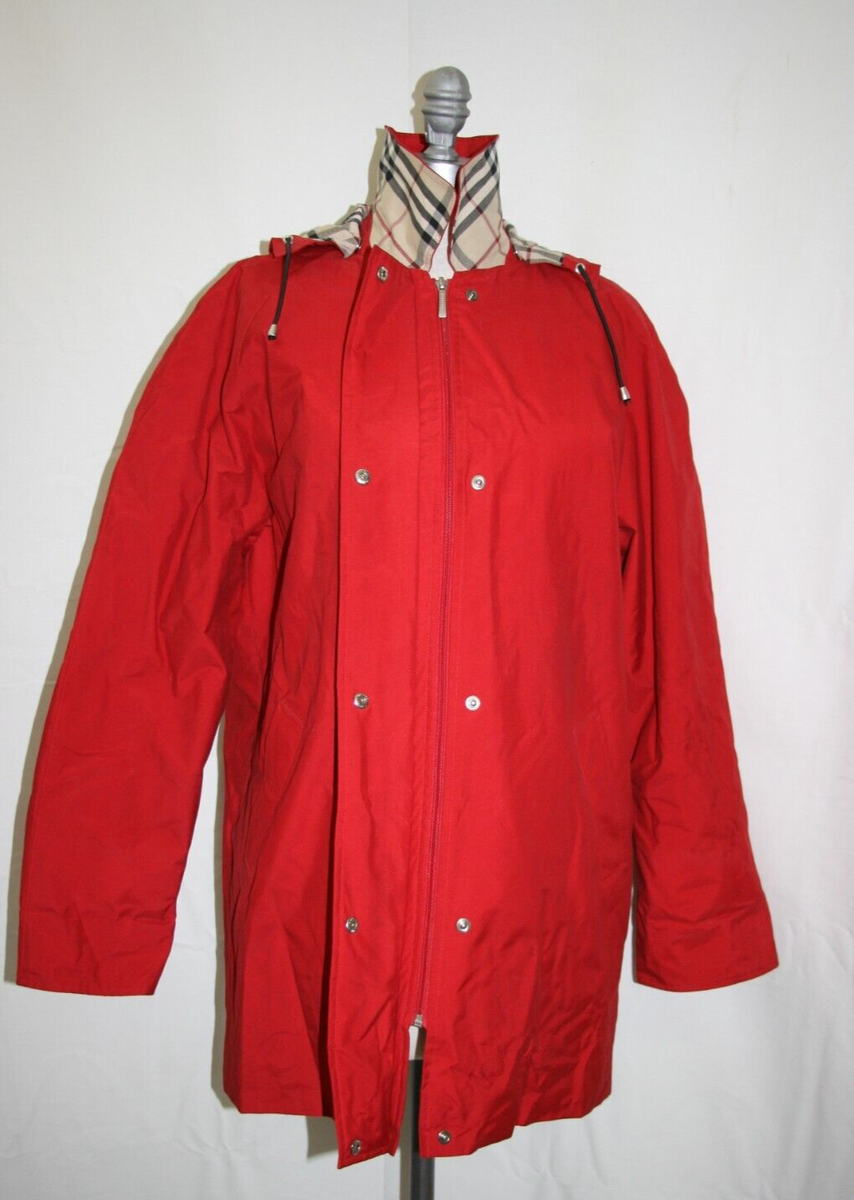 BURBERRY LONDON Red Winter Coat Removable Hood & Lining