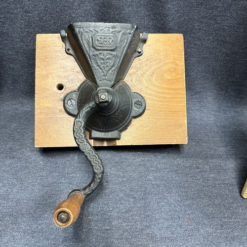 Antique Brighton Coffee Mill Grinder Cast Iron Hand Crank Wall Mounted