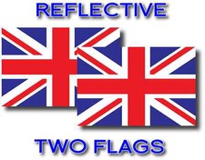 2x REFLECTIVE UNITED KINGDOM Flag Decal 3M Stickers BRITISH UNION JACK USA MADE