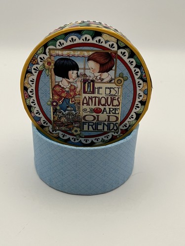 Round Mary Engelbreit Pooch & Sweetheart Box The Best Antiques Are Old Friends