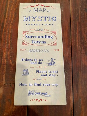 Vintage 1979 Mystic Connecticut Map & Tourist Brochure