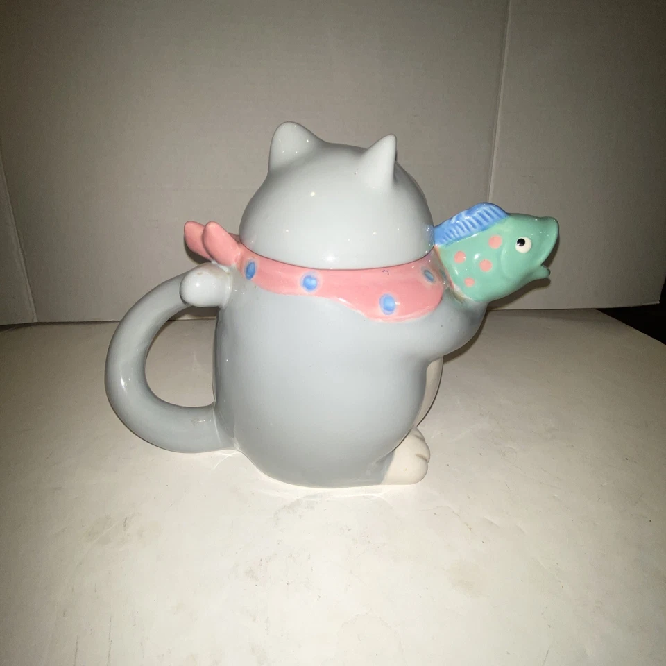 FITZ & FLOYD CAT 1987 de colección con figura de tetera de cerámica de pescado Foto 4 de 4
