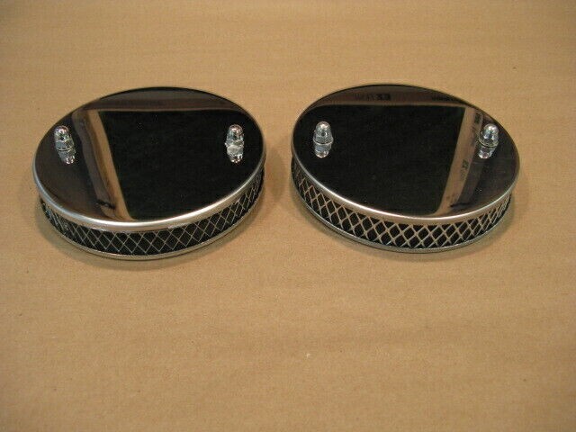 Pair Of Chrome Pancake Air Filters For 1 1/4" SU Carburetors - Triumph Spitfire