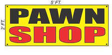 PAWN SHOP Banner Sign Yellow with Red Black