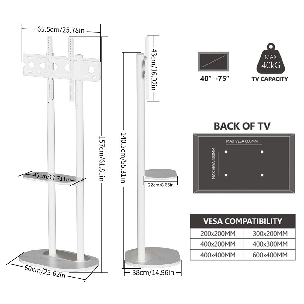 With Mount Stone Shelf For 40&rdquo;-75&rdquo; Load Up 40kg