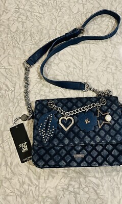 Camomilla ilove Silver And Blue Denim Handbag Purse