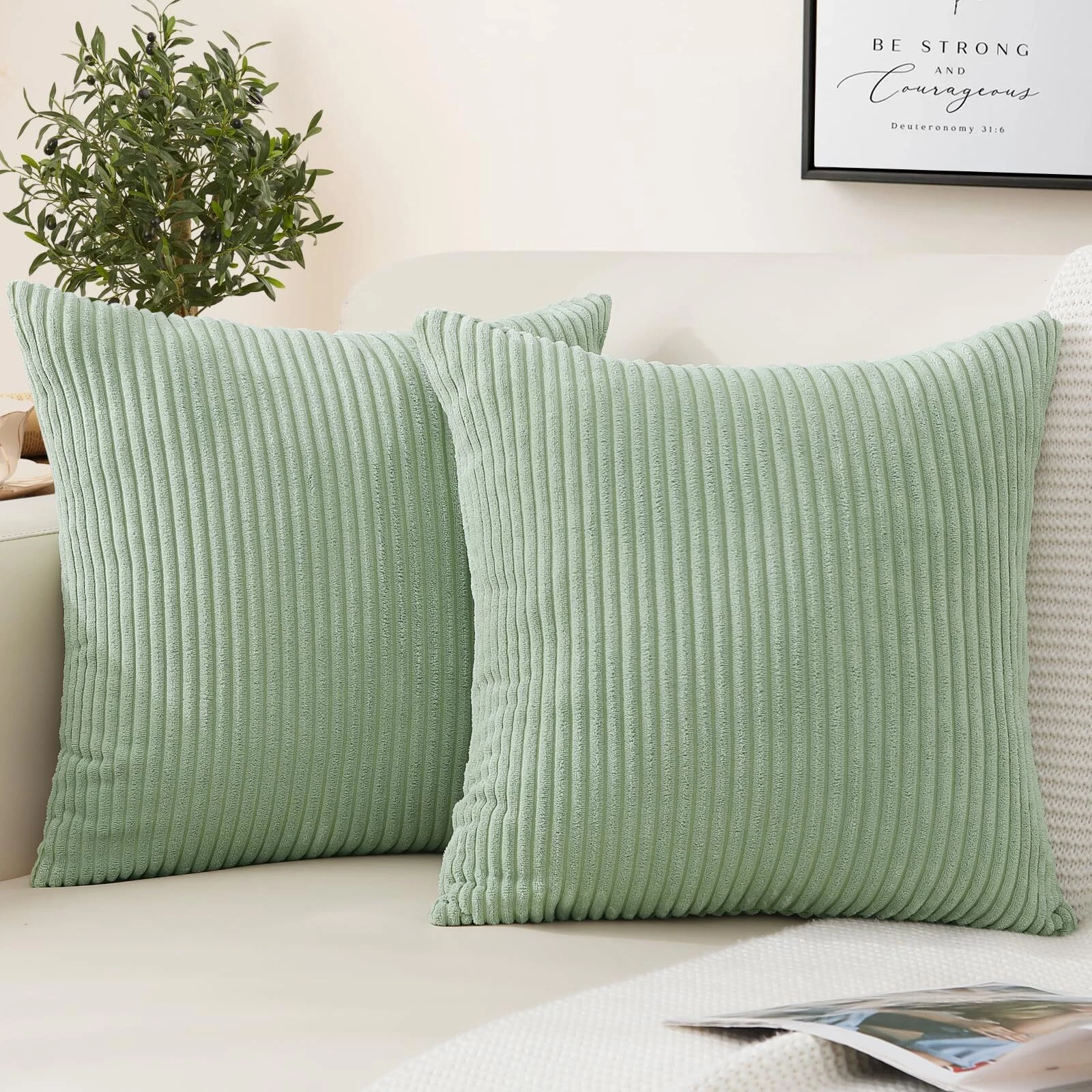 Set of 2 Square Throw Pillow Covers Home Decorative Cotton Linen Pillowcases