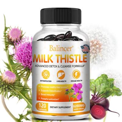 Milk Thistle 6200 mg, Liver Health, Oxidant, Detox and Cleansing Formula 120Caps