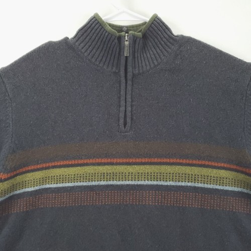 Columbia Sweater Mens Large Gray Wool Knitted 1/4 Zip Pullover Mock Neck - Picture 4 of 10