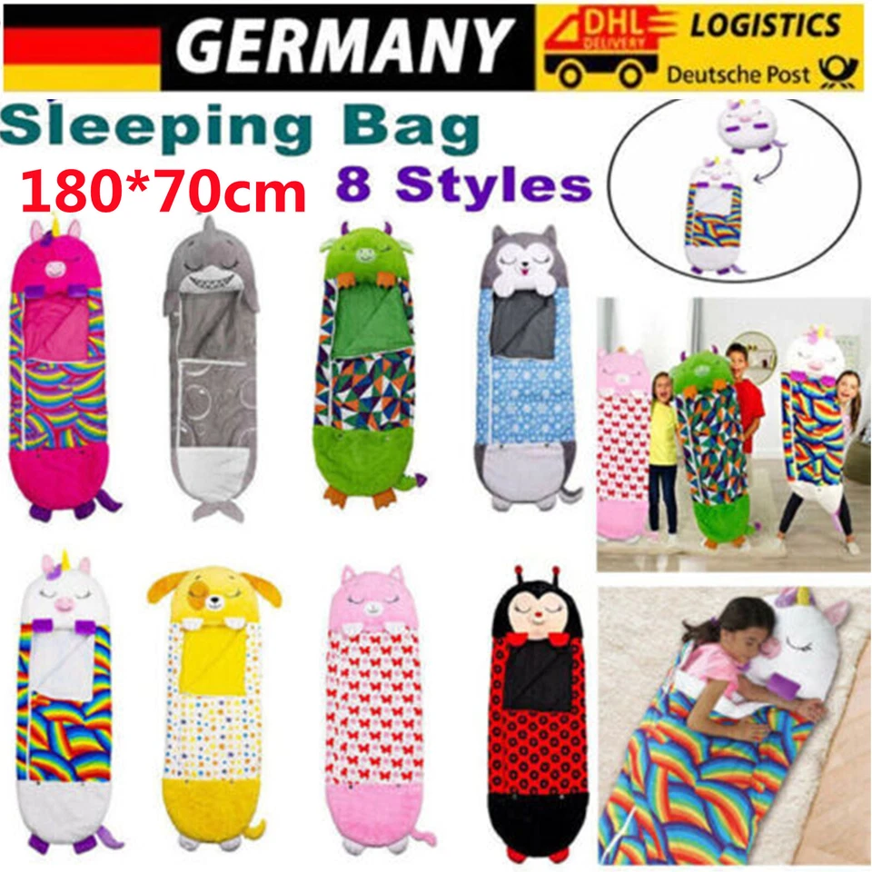 Schlafsack Einhorn Kuscheltierschlafsack Kinder Kissen Kinderschlafsack Camping - Bild 3 von 4