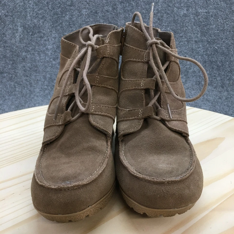 MIA Botas Mujer 8 M Berdina Botines Cuero Marrón Cuña Con Cordones Informales Foto 4 de 4