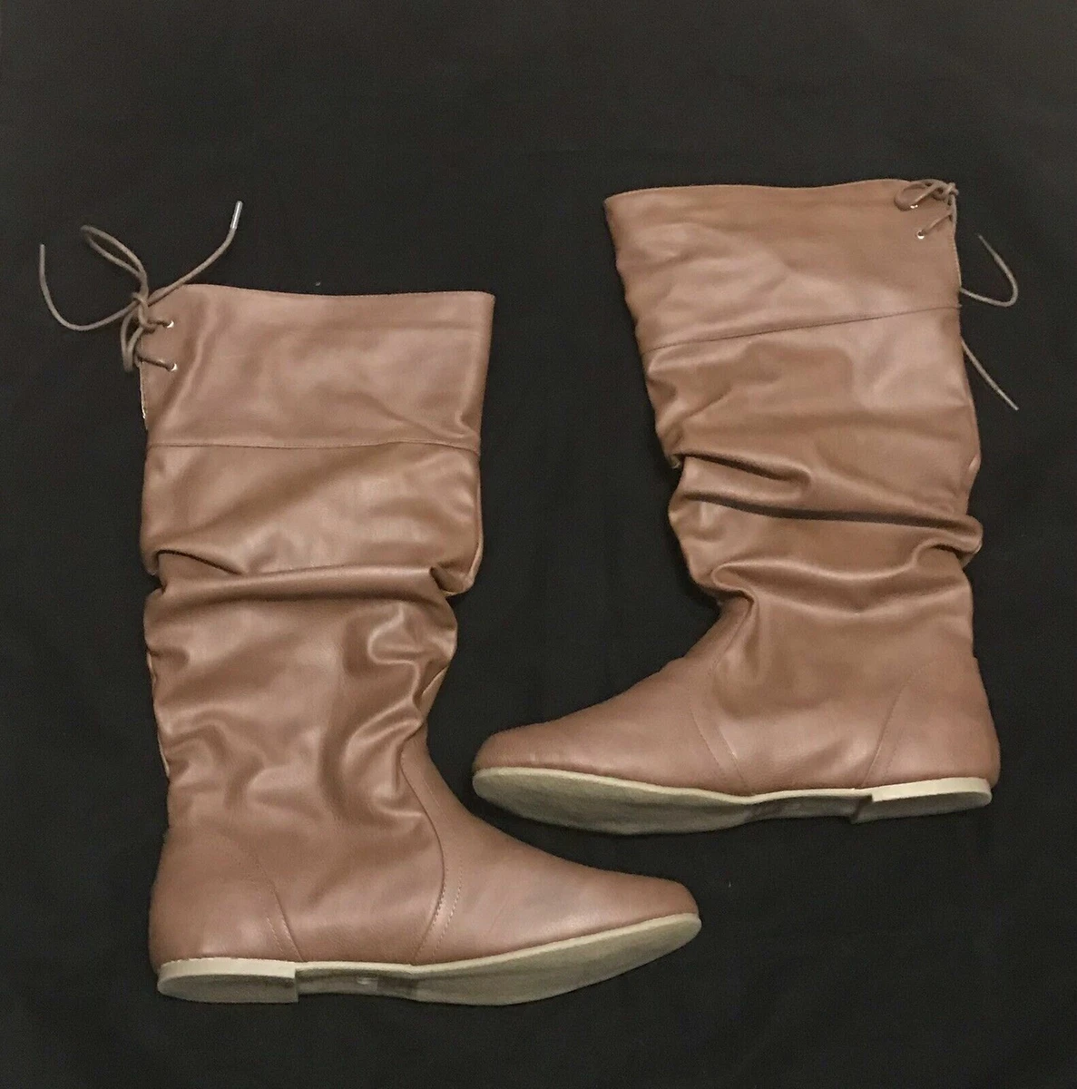 Charlotte Russe Vanessa Below Knee Slouch Cognac Brwn or Black Boots 8 9 11