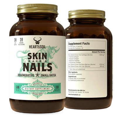 Heart & Soil Heart Soil 100 Grass Fed Finished Hair Skin And Nails Supplement