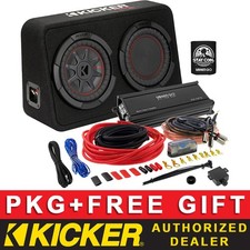 KICKER 300W TCWRT82 8" CAR AUDIO SUB PACKAGE CLASS D AMPLIFIER 8AWG KIT