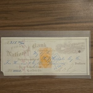 City National Bank New York Cancelled Bank Check w/ PAID Marking, Ungraded