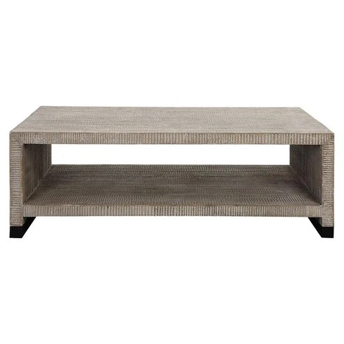 Uttermost Bosk Farmhouse Wood and Steel Coffee Table in Woodtone Brown - Picture 3 of 6