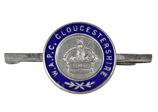 WWII Kings Crown Obsolete Gloucestershire Women's Auxiliary Police Corps Badge