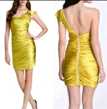 VERA WANG LAVENDER LABEL Sz 2 One Shoulder Satin Dress Formal Prom Ruched Body