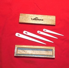 New Lahumzco Set of 4 Nalbinding Bone Needle Large Eyed Binding Tool Wood Box