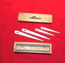 New Lahumzco Set of 4 Nalbinding Bone Needle Large Eyed Binding Tool Wood Box