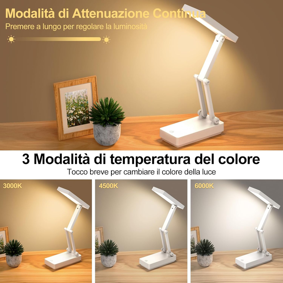 Lampada Tavolo Ricaricabile LED Dimmerabile Lampada Lettura