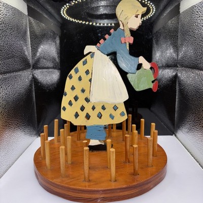 Vintage Primitive Folk Art Spool Thread Holder~Caddy.