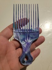Vintage Hair Purple Marbled Plastic Pick Comb 5"