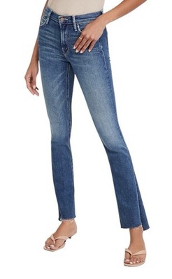MOTHER The Runaway Step Fray Jeans Leaps and Bounds Womens Size 26 Blue