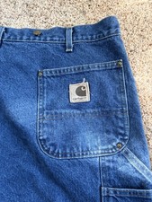 Carhartt Blue Denim Work Pants Double Knee Utility Carpenter Style