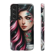 Edgy Impact-Resistant Phone Case, Tattoo Art Design for Trendsetters, Gift for