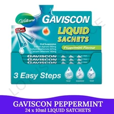 1X GAVISCON Peppermint Liquid Sachets 24 x 10 ML