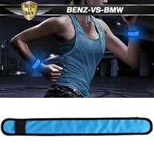 LED Slap Armband Lights Glow Band Strap for Running Cycling Jogging 35cm Blue