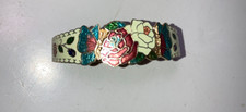 Vintage Cloisonne Red White Flowers and Butterflies Hinged Cuff Bracelet