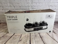 GLOBAL GOURMET TRIPLE SLOW COOKER NEW IN SHELF WORN BOX