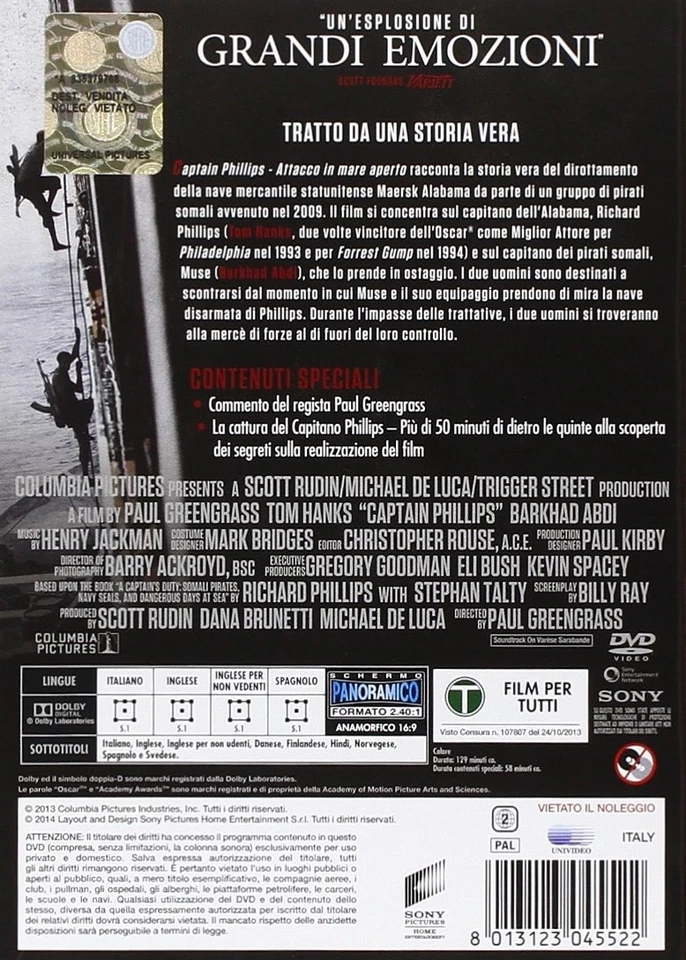 captain phillips - attacco in mare aperto dvd Italian Import (DVD) (UK IMPORT) - Image 3 of 3