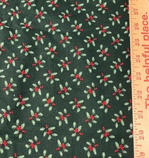 Holly Berries Pattern Cotton Fabric 44 X 1 yard BTY