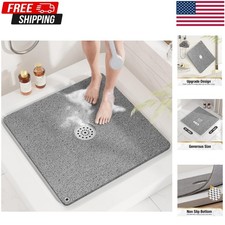 HITSLAM Square Shower Mat, 24 X 24 Inch Non Slip Bath Mat for Tub, Soft PVC Loof