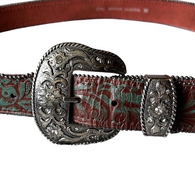 1781 BC Western Belt Size M Brown Turquoise Rhinestone  display picture 3