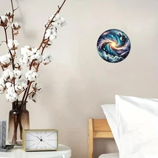 Vintage Cosmic Swirl Metal Sign 8x8inch Round Space Theme