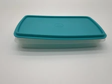 TUPPERWARE NEW Prep Essential  Meat Deli Slim Keeper Sheer Container Teal  Seal
