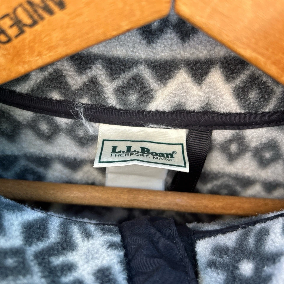 L.L. vintage años 90 Pullover a Presión Bean Fleece Nórdico Azteca Gris Negro L Foto 2 de 3