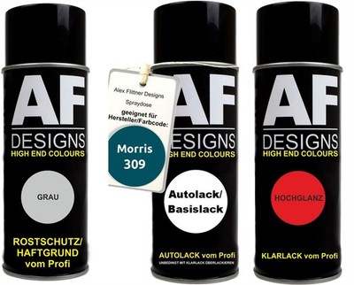 Spraydose Set für Morris 309 Kingfisher Blue Metallic Autolack Klarlack Grundier