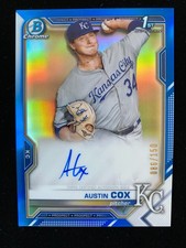 2021 Bowman Chrome AUSTIN COX 1st Rookie BLUE REFRACTOR AUTO #/150 Braves RC SP