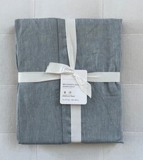 Pottery Barn BELGIAN FLAX LINEN HEMSTITCH Shower Curtain Chambray NWT