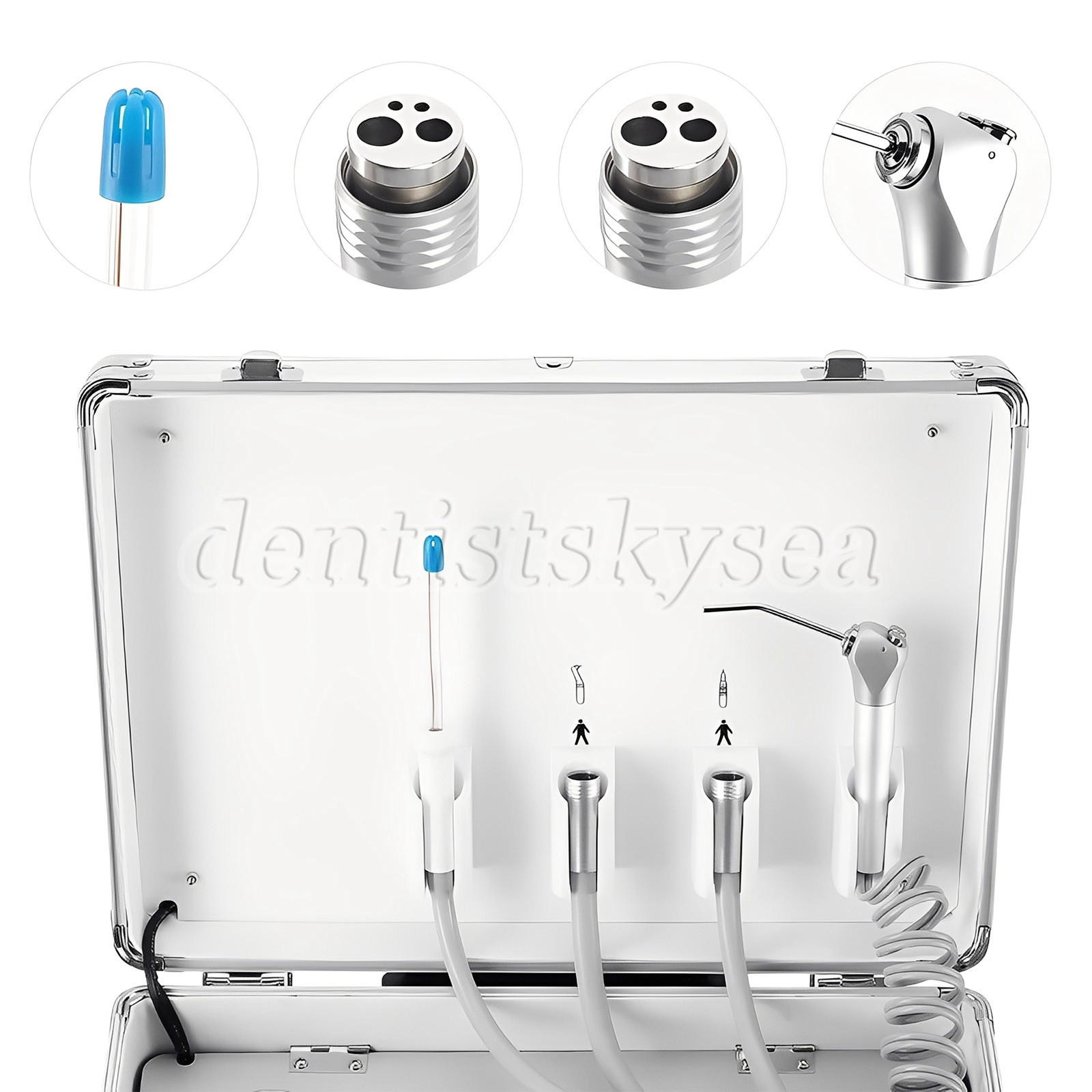 Portable Dental Mobile Delivery Unit Rolling Box Suction Air Compressor 4 Hole