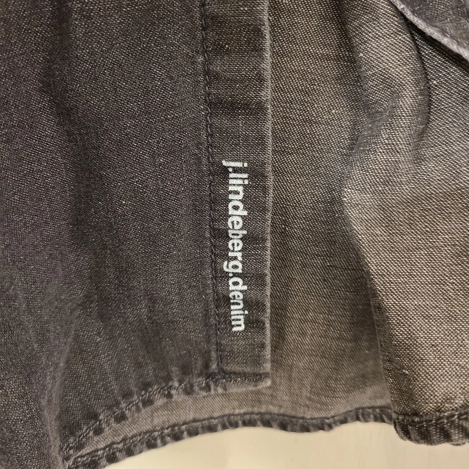 J Lindeberg Shirt Mens XL Black Pearl Snap Jean Denim Long Sleeve  - Image 4 of 4