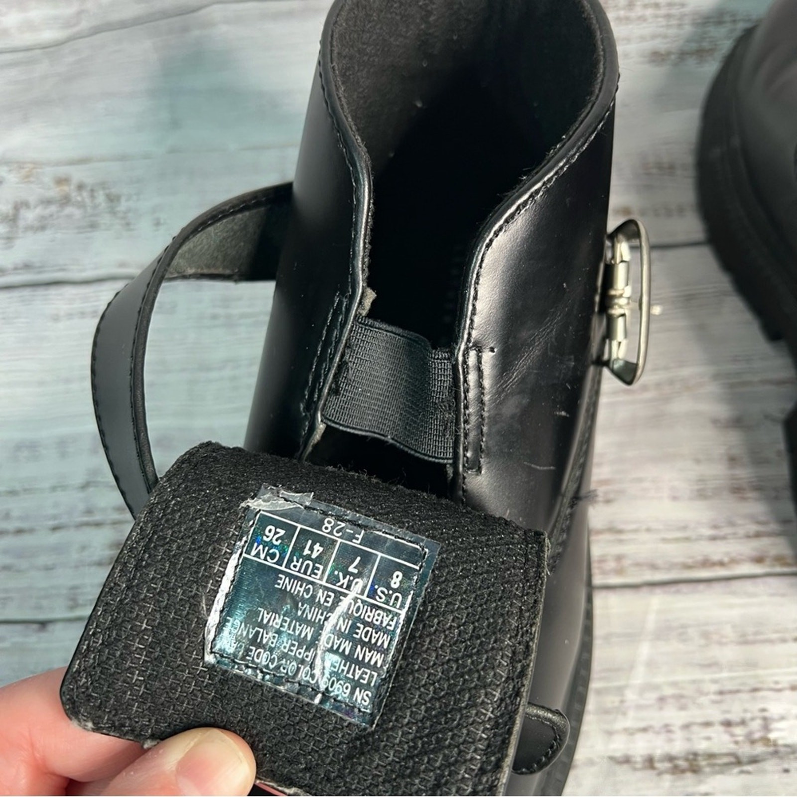 Skechers Mens 8 Black Chunky Boots Monk Strap Y2K… - image 13