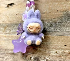 Labubu Purple Fuzzy Mini Keychain 4.5"