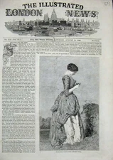 Original Old Antique Print 1846 Prophecy Flower Beautiful Lady Woman Victorian