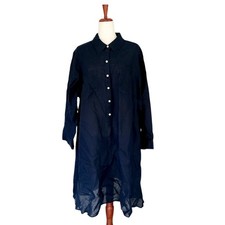 Talbots Plus Women's Dress 2X 100% Linen Henley Longsleeve Shift Lagenlook